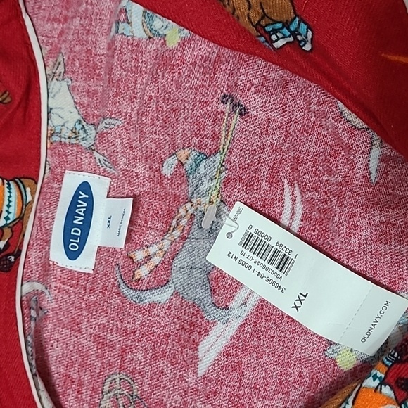 OLD NAVY Pajamas, XXL, 2018 Dogs, Red, 2pc, Top & Pants, Flannel - Picture 14 of 16